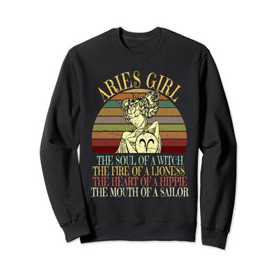 Aries Girl Zodiac Sign March April Birthday Women Her Sweatshirt