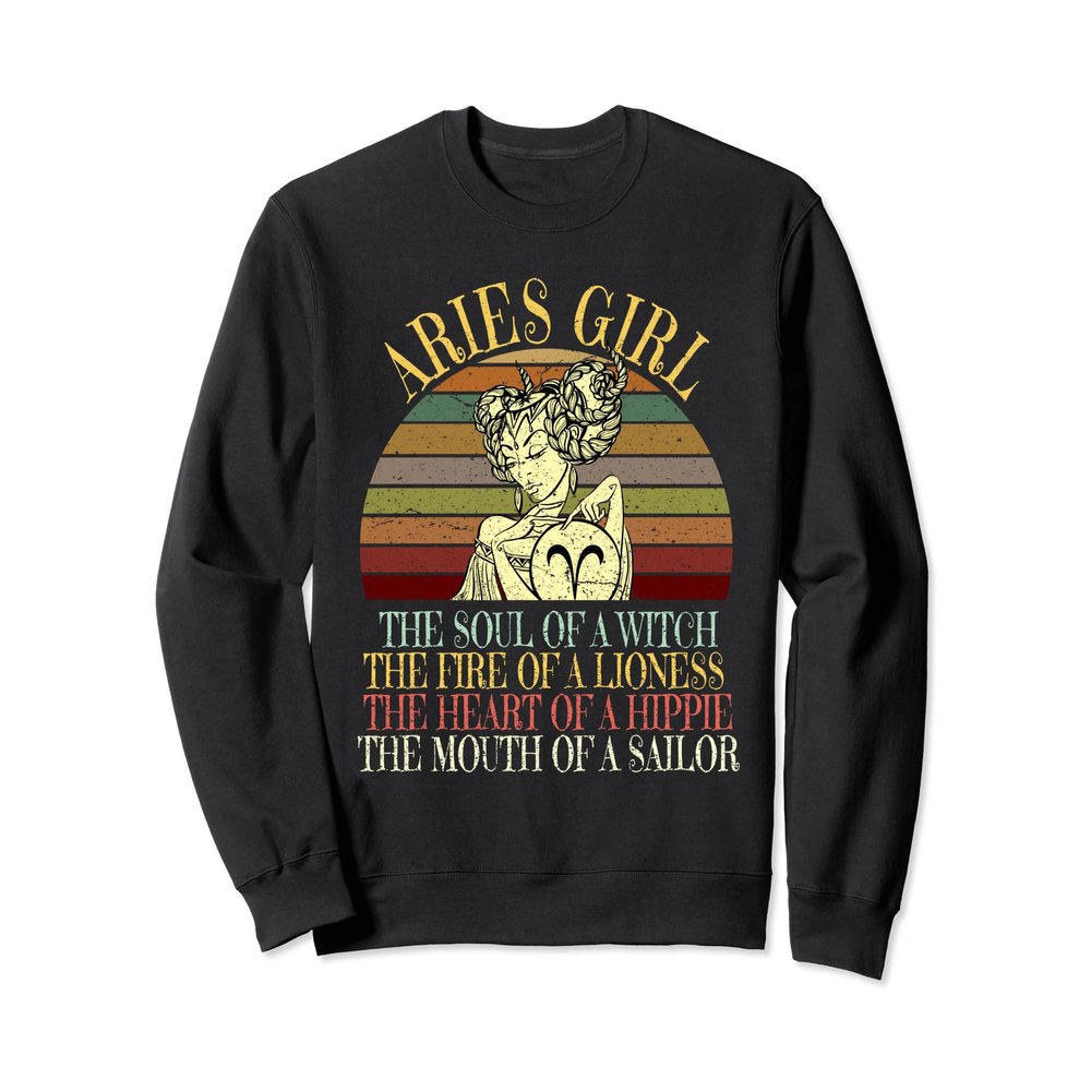 Aries Girl Zodiac Sign March April Birthday Women Her Sweatshirt