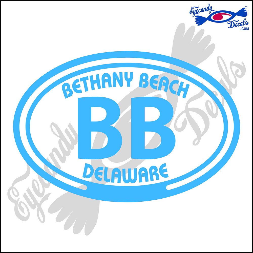 Eyecandy Decals BB with Bethany Beach Delaware in Oval 5 INCH Decal Sticker Olympic Blue