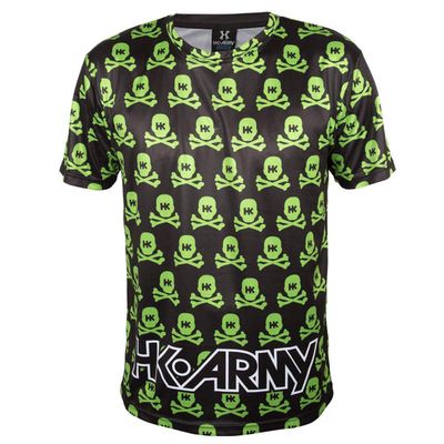 HK Army Dri Fit T-Shirt - All Over - Black w/Green Skulls - Small