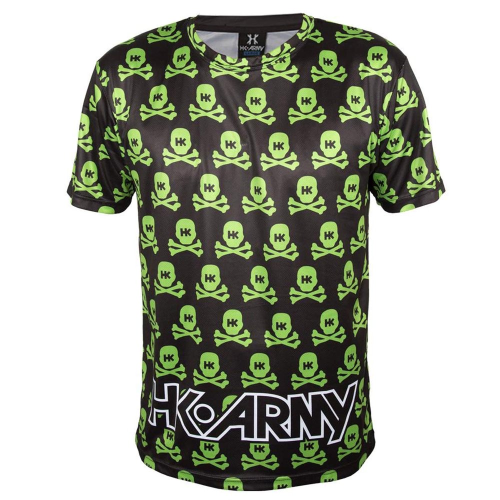 HK Army Dri Fit T-Shirt - All Over - Black w/Green Skulls - Small