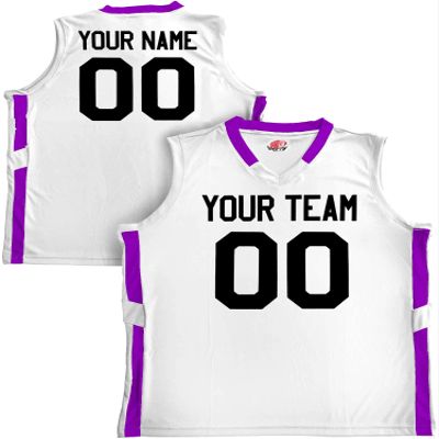Custom Basketball Jersey Old School Style White and Purple Adult 3X-Large
