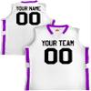 Custom Basketball Jersey Old School Style White and Purple Adult 3X-Large