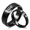 Uloveido Black King and Queen Rings for Couples - 2pcs His and Hers Stainless Steel Matching Ring Sets for Him and Her - 2 pcs Promise Engagement Wedding Band Black view 1