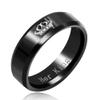 Uloveido Black King and Queen Rings for Couples - 2pcs His and Hers Stainless Steel Matching Ring Sets for Him and Her - 2 pcs Promise Engagement Wedding Band Black view 2