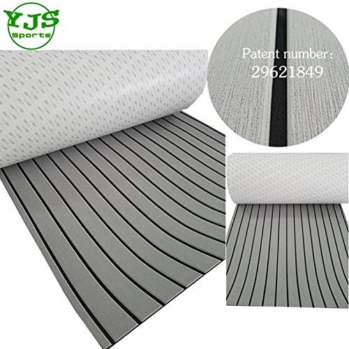 JZ 35" 94" Boat EVA Teak Decking with Beveled Edge Light Grey with Black Stripes