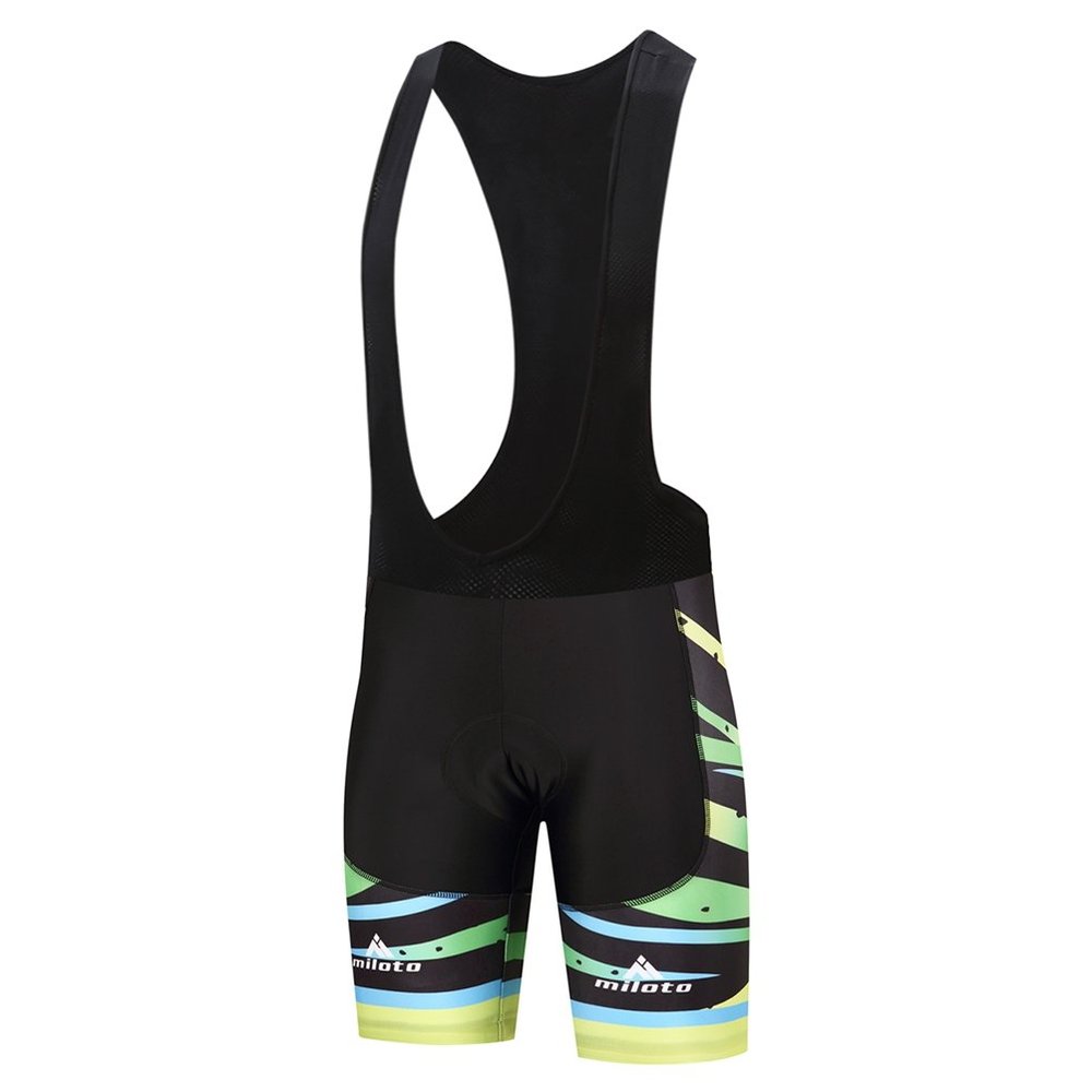 Uriah Men's Bicycle Bib Shorts Black Gel Padded Tights Zebra Green Size M(CN)