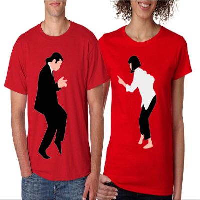 ALLNTRENDS Couple T Shirt Pulp Dance Valentine's Day Matching Gift Classic Tops (Womens S Mens XL, Red)