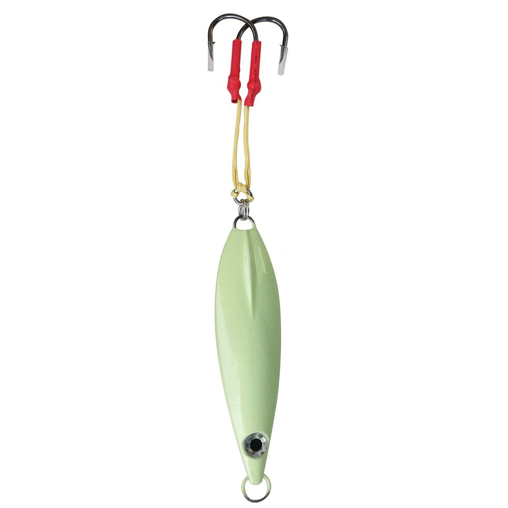 500g Super Glow Fishing Flat Fall Vertical Trolling Jig with Two Assist Hooks - Fish WOW!