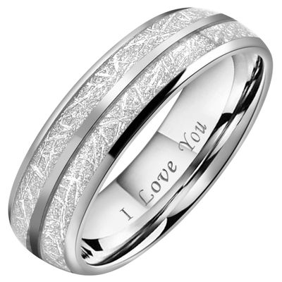 CROWNAL 6mm Imitated Meteorite Tungsten Wedding Ring Band Engagement Ring Domed Polished Engraved I Love You Size 5 To 12 (6mm,9.5)