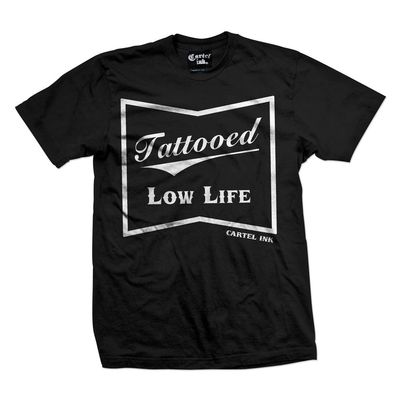 cartel ink Tattooed Low Life Men's T-Shirt (4XL) Black