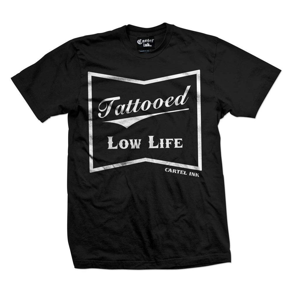cartel ink Tattooed Low Life Men's T-Shirt (4XL) Black