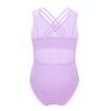 Freebily Girls Sleeveless Lace Strap Gymnastics Ballet Dance Leotard Sparkle Athletic Sports Outfit Dancing Costumes Jumpsuit Criss-Cross Back Lavender 4 view 1