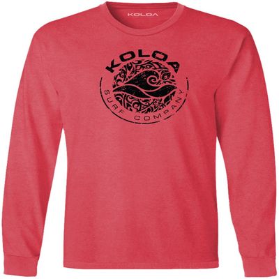 Koloa Circle Wave Vintage Pigment Dyed Long Sleeve Tee-Poppy/b-XL