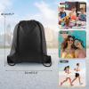 KUUQA 12 Pcs Drawstring Backpack Bags Sport Gym Sack Cinch Bags Bulk for School Traveling and Storage (Black) view 2