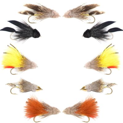The Fly Fishing Place Basics Collection - Muddler Minnow Streamer Assortment - 10 Wet Flies - 5 Patterns - Hook Sizes 4 and 6