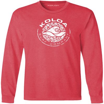Koloa Circle Wave Vintage Pigment Dyed Long Sleeve Tee-Poppy/w-2XL