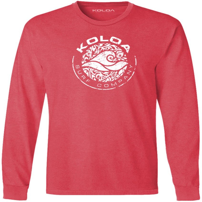 Koloa Circle Wave Vintage Pigment Dyed Long Sleeve Tee-Poppy/w-2XL