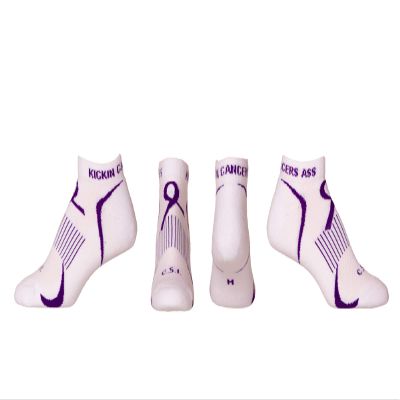Cancer Awareness Kicking Cancer's A$$ Made in the USA (white purple, 9-11)