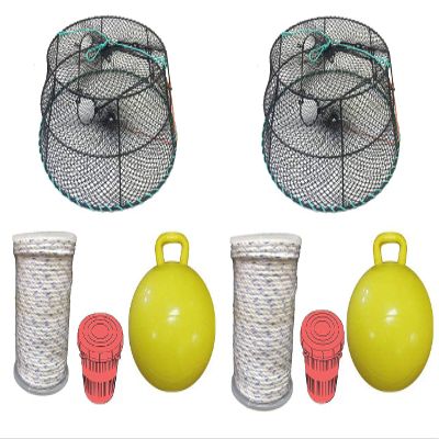 KUFA Sports 2-Pack Vinyl Coated Tower Style Prawn Trap (30"x20"x12"H, Mesh:1-1/8") with Prawn Trap Accessory Combo-(CT78+PAM5) X2