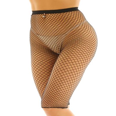 ACSUSS Womens High Waist Half Pants Tights Fishnet Stockings Mesh Net Socks Leggings Medium Fishnet Black One Size