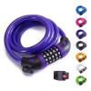 Bike Lock Bicycle Lock Chain 5-Digit Combination Lock Core Steel Wire Bike Lock Security&Portable Bicycle Locks,1.1m x 1/2 inch (Purple)