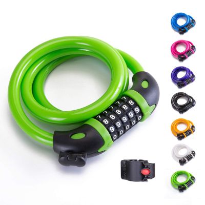 Bike Lock Bicycle Lock Chain 5-Digit Combination Lock Core Steel Wire Bike Lock Security&Portable Bicycle Locks,1.1m x 1/2 inch (Green)