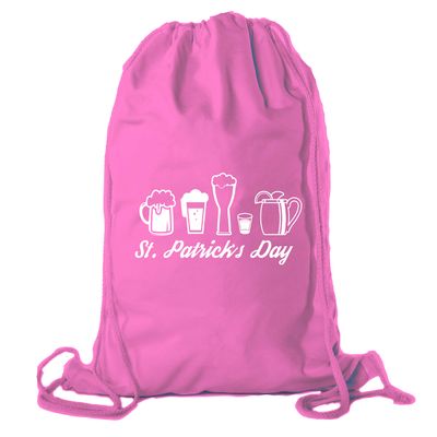 Mato & Hash St Patrick's Day Drawstring Backpack Cotton Canvas Backpacks Reusable Gift Bags - 10PK Pink CA2725Patty S1