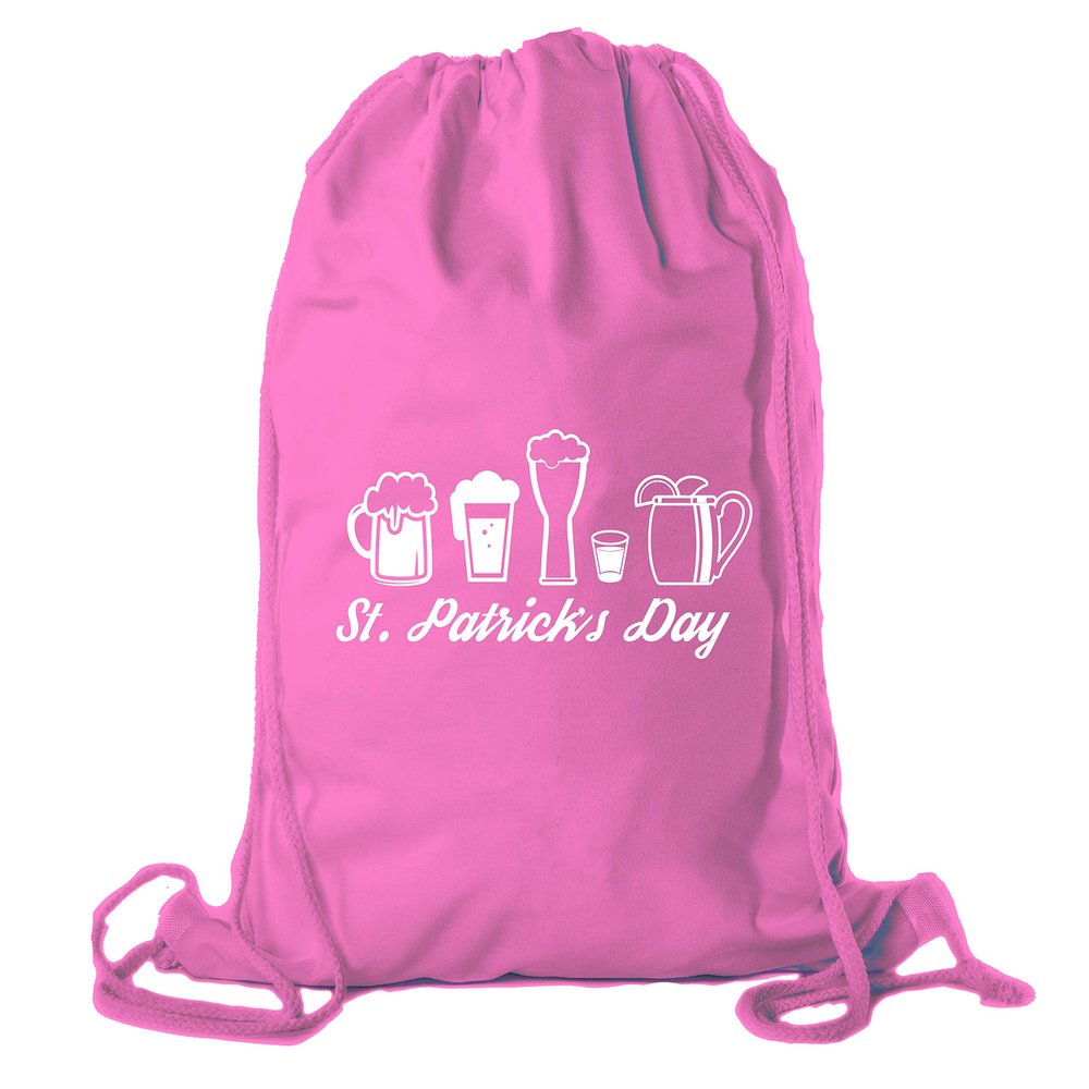 Mato & Hash St Patrick's Day Drawstring Backpack Cotton Canvas Backpacks Reusable Gift Bags - 10PK Pink CA2725Patty S1