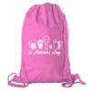 Mato & Hash St Patrick's Day Drawstring Backpack Cotton Canvas Backpacks Reusable Gift Bags - 10PK Pink CA2725Patty S1 view 1