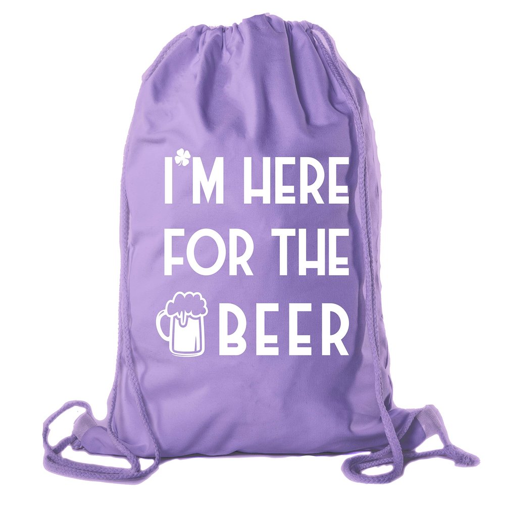 St Patrick's Day Drawstring Backpack Cotton Canvas Backpacks Reusable Gift Bags - 10PK Purple CA2725Patty S7