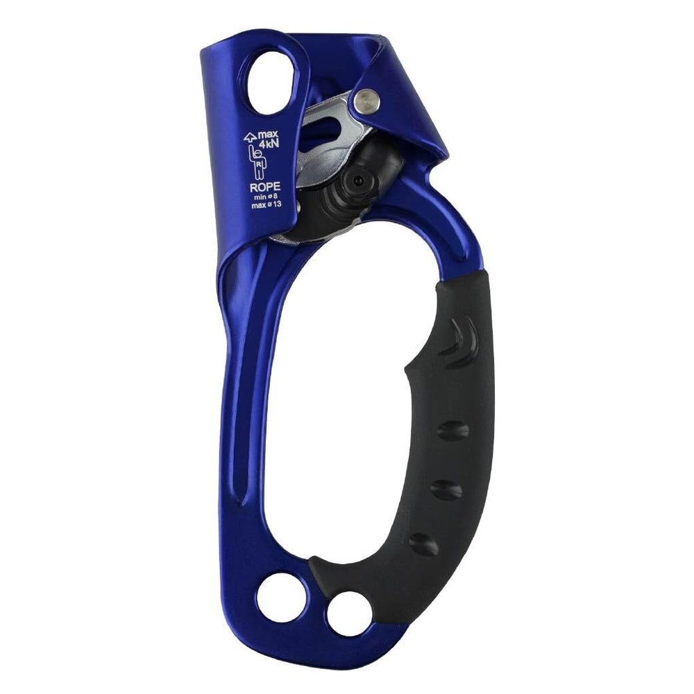 TRANGO Passport Ascender - Handled Rope Ascender, Ergonomic Rubber Grip, 8-13mm Ropes, Climbing & Rope Access, Blue, Right Hand