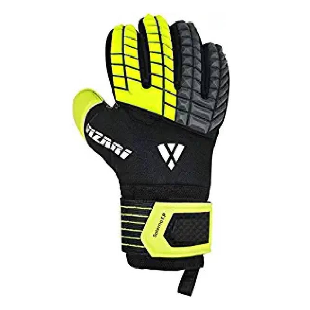 Vizari Salerno F.P. Soccer Goalkeeper Gloves with Finger Protection - Black/Yellow/Grey, Size 8 | Superior Comfort, Excellent Palm Protection Football Gloves | 3 Super Grip German Latex Goalie Gloves