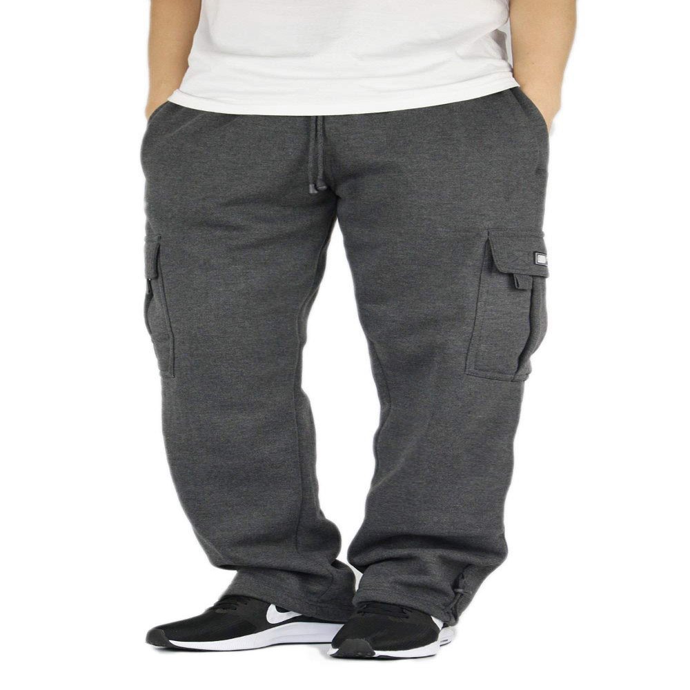 AIRNINE Men's Fleece Cargo Sweatpants Heavyweight M-5XL (Charcoal, 4X-Large)