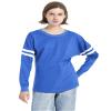 TopTie Women's Crewneck Pom Pom Pullover Jersey Youth Long Sleeve Game Day Jersey Tee Shirt Blank-Black-M view 3