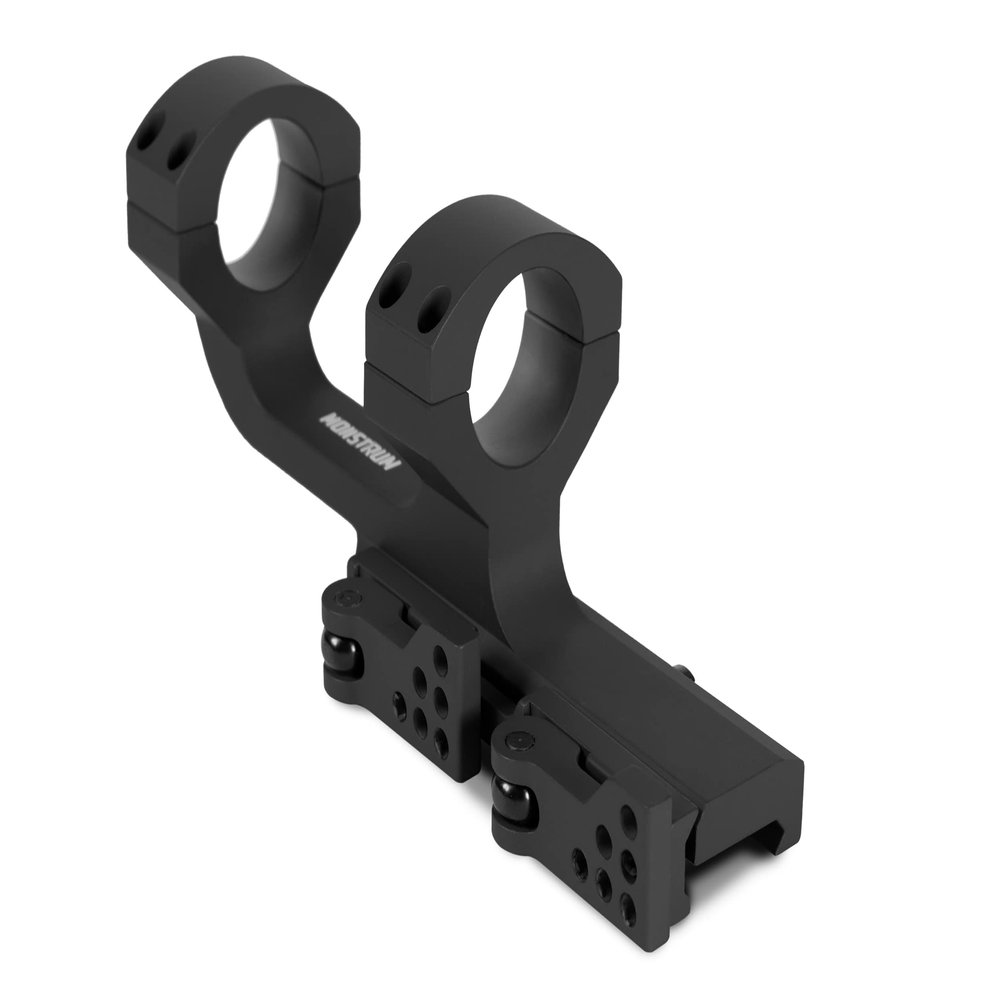 Monstrum Slim Profile Series Cantilever Offset Dual Ring Picatinny Scope Mount with Quick Release | 1 inch Diameter | Black