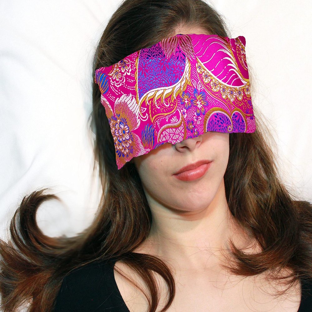 Candi Andi Handmade Luxe Serenity Eye Pillow - All-Natural Flaxseed & Lavender Scented  Weighted Eye Mask for Yoga, Meditation, Hot & Cold Therapy - Fuchsia Garden - TEPL-FG