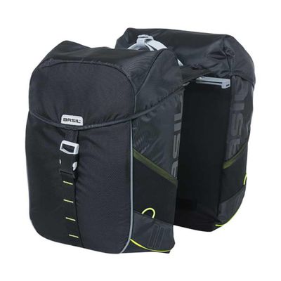 Basil Miles MIK Double Pannier Bag, Black Lime, 37 Litre