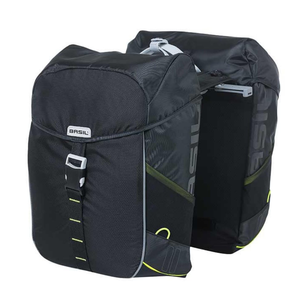 Basil Miles MIK Double Pannier Bag, Black Lime, 37 Litre