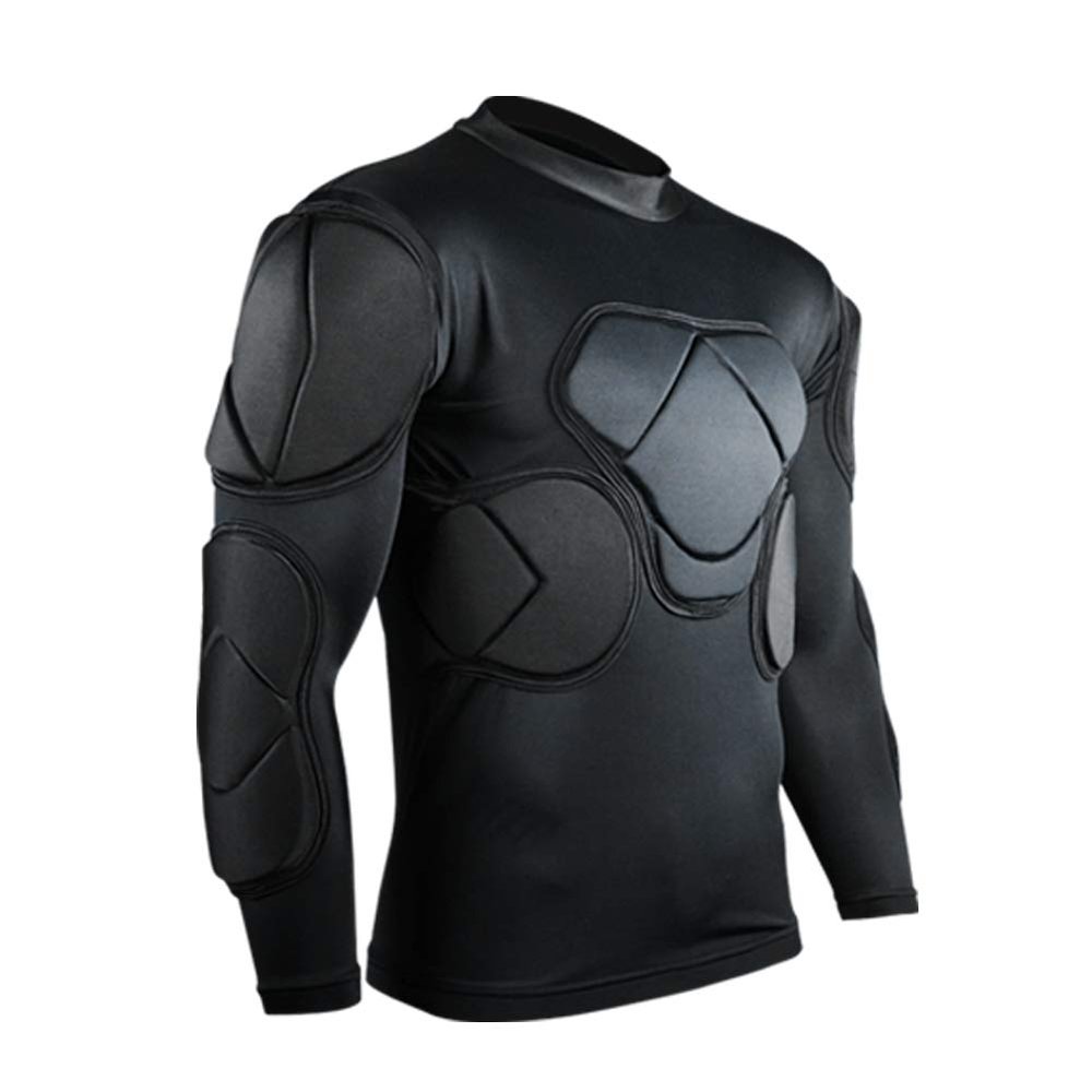 Shinestone Adult Men's Goalkeeper Armor BodyShield Padded Compression Long Sleeves Shirt with Sponge Protector for Football Baseball(Shirt-01,Small)