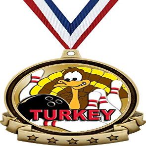 Bowling Medals - 2.5" Gold Bowling Turkey Medal Award Includes Red White and Blue Neck Ribbon, Great Bowling Awards 100 Pack Prime