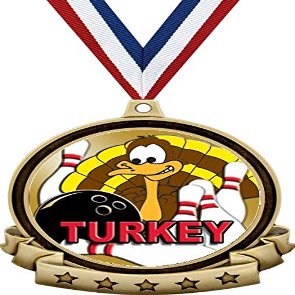 Bowling Medals - 2.5" Gold Bowling Turkey Medal Award Includes Red White and Blue Neck Ribbon, Great Bowling Awards 100 Pack Prime
