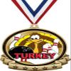 Bowling Medals - 2.5" Gold Bowling Turkey Medal Award Includes Red White and Blue Neck Ribbon, Great Bowling Awards 100 Pack Prime view 1