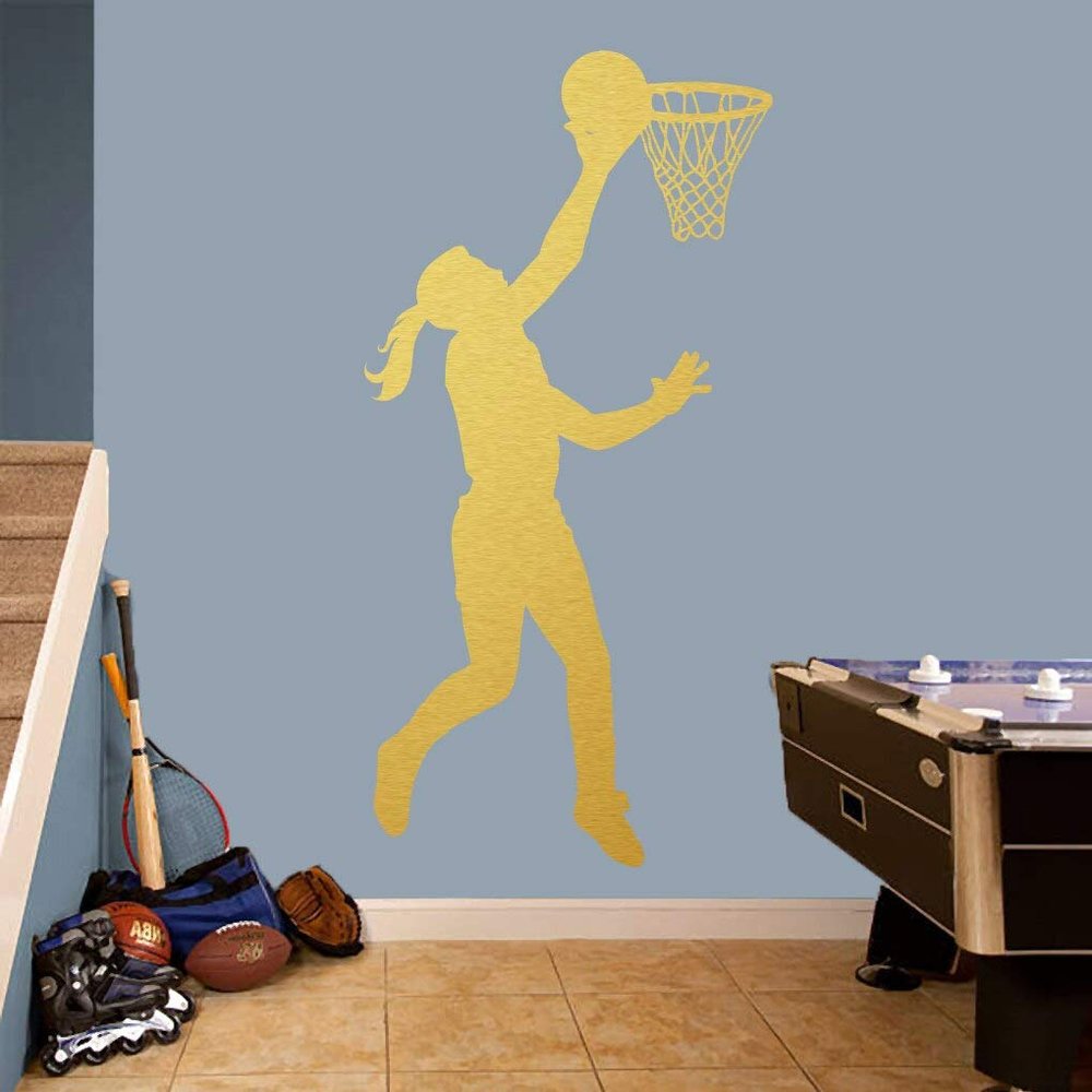 Sweetums Signatures Basketball Girl Layup Wall Decal - Sports Nursery and Kids Room Locker Room Wall Decor Wall Sticker Vinyl Wall Decal