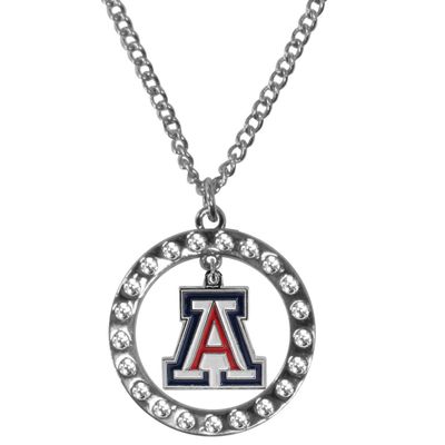 NCAA Arizona Wildcats Womens Siskiyou SportsRhinestone Hoop Necklaces, Silver, One Size