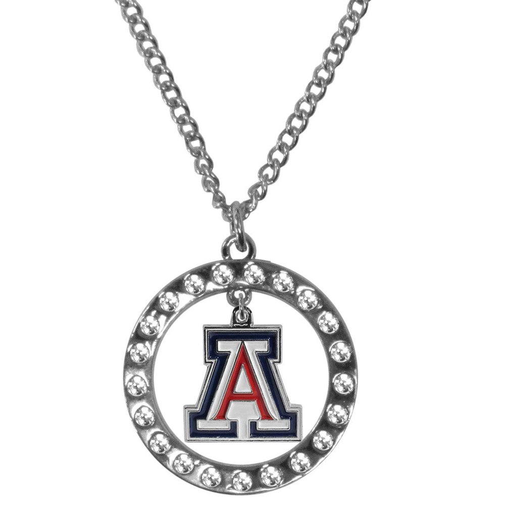 NCAA Arizona Wildcats Womens Siskiyou SportsRhinestone Hoop Necklaces, Silver, One Size