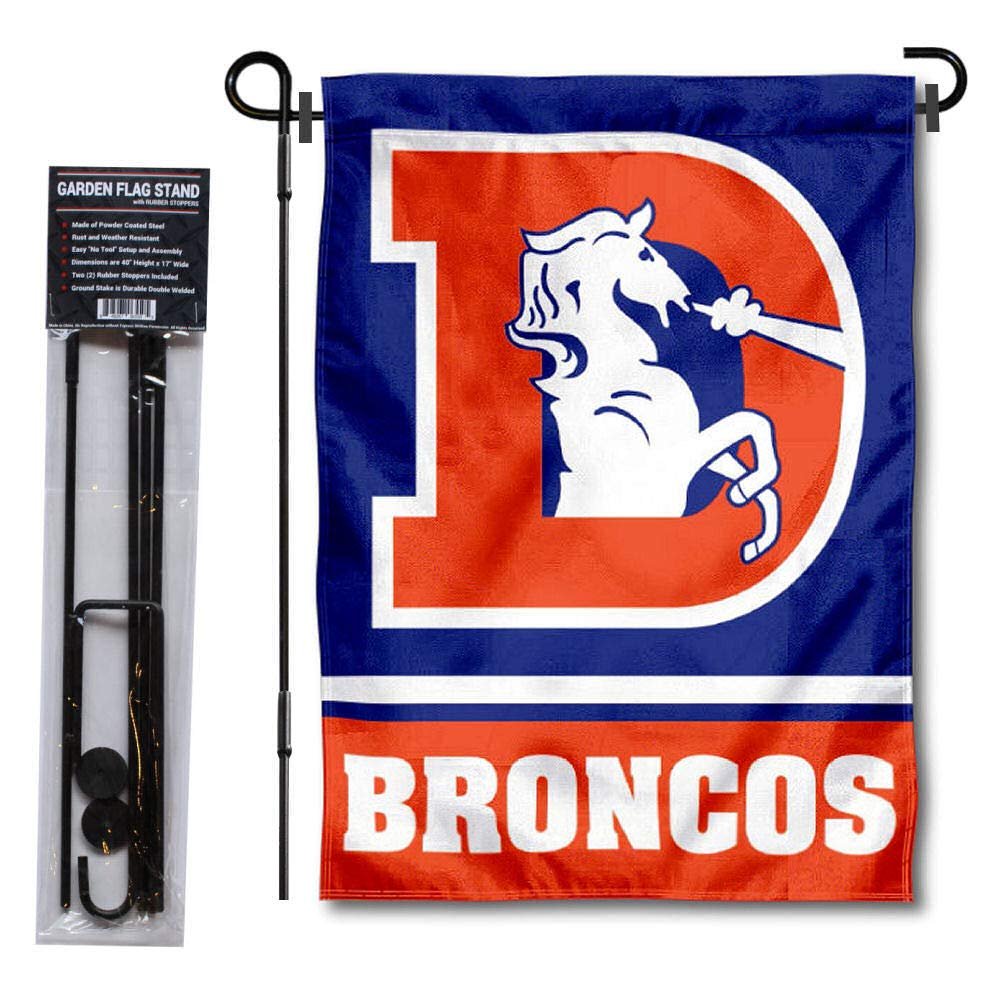 Denver Broncos Throwback Garden Flag with Stand Holder