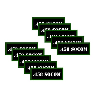 Speed Demon Hot Rod Shop Ammo Can Labels 458 SOCOM Ammunition Decals 458 SOCOM 10 Pack Adhesive Vinyl 3"x1.15"