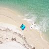 Ticket to the Moon Beach, Travel and Picnic Blanket - Fair Trade and Handcrafted for Outdoor Use, Premium Parachute Silk, Incl. 4 Corner Pockets, Simple and Quick Set-Up - Aqua/Orange view 3