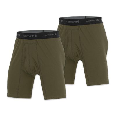 Carhartt Men's MBB125 8 Inch Basic Boxer Brief 2-Pack - Large - Burnt Olive